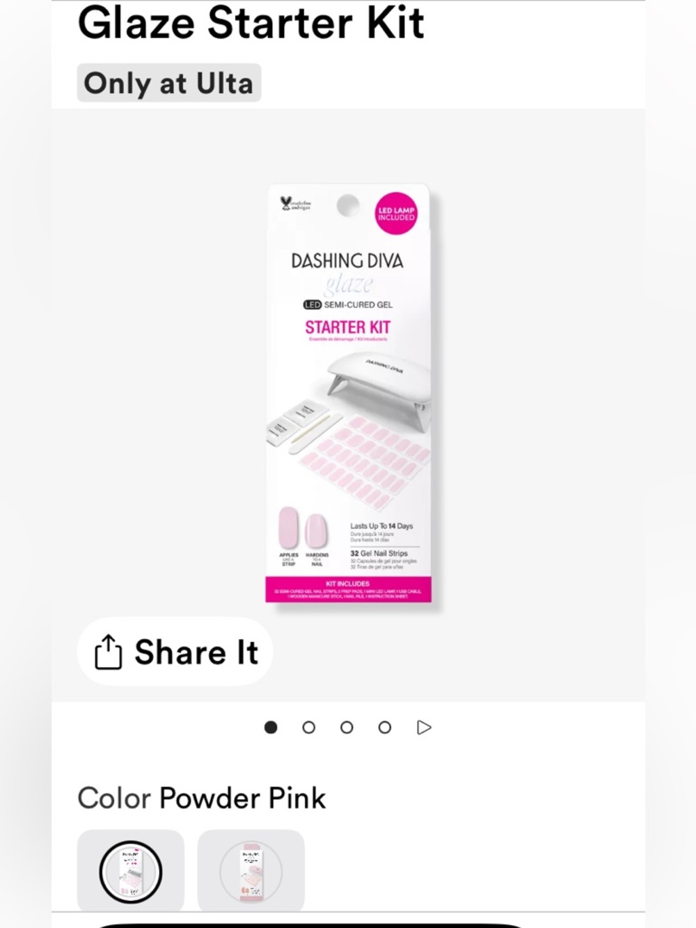 Dashing Diva Powder Pink Glaze Starter Kit with LED Lamp in Powder Pink NEW!